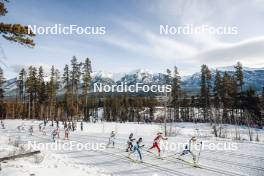 11.02.2024, Canmore, Canada (CAN): Ebba Andersson (SWE), Kerttu Niskanen (FIN), Katharina Hennig (GER), Astrid Oeyre Slind (NOR), Frida Karlsson (SWE), (l-r)  - FIS world cup cross-country, mass, Canmore (CAN). www.nordicfocus.com. © Modica/NordicFocus. Every downloaded picture is fee-liable.