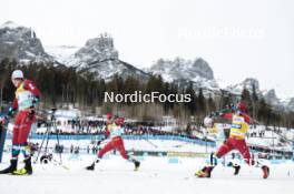 11.02.2024, Canmore, Canada (CAN): Johannes Hoesflot Klaebo (NOR), Mattis Stenshagen (NOR), William Poromaa (SWE), Harald Oestberg Amundsen (NOR), (l-r)  - FIS world cup cross-country, mass, Canmore (CAN). www.nordicfocus.com. © Modica/NordicFocus. Every downloaded picture is fee-liable.