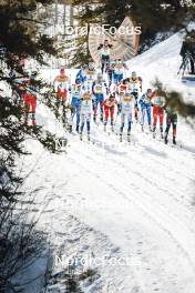 11.02.2024, Canmore, Canada (CAN): Nadine Faehndrich (SUI), Johanna Matintalo (FIN), Ebba Andersson (SWE), Linn Svahn (SWE), Jessie Diggins (USA), Heidi Weng (NOR), Rosie Brennan (USA), Victoria Carl (GER), Frida Karlsson (SWE), Kerttu Niskanen (FIN), Astrid Oeyre Slind (NOR), (l-r)  - FIS world cup cross-country, mass, Canmore (CAN). www.nordicfocus.com. © Modica/NordicFocus. Every downloaded picture is fee-liable.