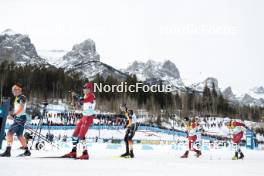 11.02.2024, Canmore, Canada (CAN): Andrew Musgrave (GBR), Simen Hegstad Krueger (NOR), Friedrich Moch (GER), Mika Vermeulen (AUT), Jens Burman (SWE), Perttu Hyvarinen (FIN), (l-r)  - FIS world cup cross-country, mass, Canmore (CAN). www.nordicfocus.com. © Modica/NordicFocus. Every downloaded picture is fee-liable.