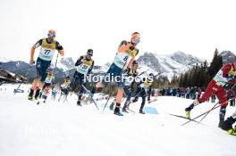 11.02.2024, Canmore, Canada (CAN): Thomas Maloney Westgaard (IRL), Jules Chappaz (FRA), Andrew Musgrave (GBR), Jules Lapierre (FRA), Federico Pellegrino (ITA), (l-r)  - FIS world cup cross-country, mass, Canmore (CAN). www.nordicfocus.com. © Modica/NordicFocus. Every downloaded picture is fee-liable.