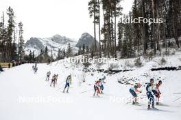 11.02.2024, Canmore, Canada (CAN): Miha Simenc (SLO), Leo Grandbois (CAN), Alvar Johannes Alev (EST), Thomas Maloney Westgaard (IRL), Jules Chappaz (FRA), Xavier Mckeever (CAN), (l-r)  - FIS world cup cross-country, mass, Canmore (CAN). www.nordicfocus.com. © Modica/NordicFocus. Every downloaded picture is fee-liable.