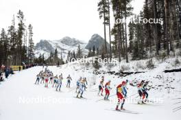 11.02.2024, Canmore, Canada (CAN): Gustaf Berglund (SWE), Remi Drolet (CAN), Didrik Toenseth (NOR), Harald Oestberg Amundsen (NOR), Joni Maki (FIN), Samuel Gary Hendry (CAN), Federico Pellegrino (ITA), (l-r)  - FIS world cup cross-country, mass, Canmore (CAN). www.nordicfocus.com. © Modica/NordicFocus. Every downloaded picture is fee-liable.