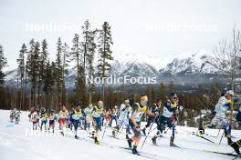 11.02.2024, Canmore, Canada (CAN): Cyril Faehndrich (SUI), Richard Jouve (FRA), Thomas Maloney Westgaard (IRL), Johan Haeggstroem (SWE), Andrew Musgrave (GBR), Simone Dapra (ITA), Jules Chappaz (FRA), Jens Burman (SWE), (l-r)  - FIS world cup cross-country, mass, Canmore (CAN). www.nordicfocus.com. © Modica/NordicFocus. Every downloaded picture is fee-liable.