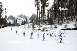 11.02.2024, Canmore, Canada (CAN): Scott James Hill (CAN), Braden Becker (USA), Will Koch (USA), Christopher Kalev (EST), (l-r)  - FIS world cup cross-country, mass, Canmore (CAN). www.nordicfocus.com. © Modica/NordicFocus. Every downloaded picture is fee-liable.