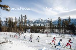11.02.2024, Canmore, Canada (CAN): Victoria Carl (GER), Rosie Brennan (USA), Sophia Laukli (USA), Linn Svahn (SWE), Teresa Stadlober (AUT), Johanna Matintalo (FIN), Heidi Weng (NOR), (l-r)  - FIS world cup cross-country, mass, Canmore (CAN). www.nordicfocus.com. © Modica/NordicFocus. Every downloaded picture is fee-liable.