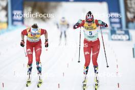 11.02.2024, Canmore, Canada (CAN): Astrid Oeyre Slind (NOR), Heidi Weng (NOR), (l-r)  - FIS world cup cross-country, mass, Canmore (CAN). www.nordicfocus.com. © Modica/NordicFocus. Every downloaded picture is fee-liable.