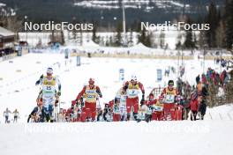 11.02.2024, Canmore, Canada (CAN): Jens Burman (SWE), Harald Oestberg Amundsen (NOR), Paal Golberg (NOR), Mika Vermeulen (AUT), (l-r)  - FIS world cup cross-country, mass, Canmore (CAN). www.nordicfocus.com. © Modica/NordicFocus. Every downloaded picture is fee-liable.