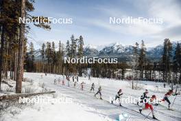 11.02.2024, Canmore, Canada (CAN): Lisa Lohmann (GER), Laura Gimmler (GER), Delphine Claudel (FRA), Nadine Faehndrich (SUI), Katherine Stewart-Jones (CAN), (l-r)  - FIS world cup cross-country, mass, Canmore (CAN). www.nordicfocus.com. © Modica/NordicFocus. Every downloaded picture is fee-liable.