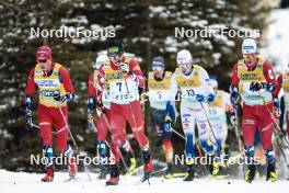 11.02.2024, Canmore, Canada (CAN): Harald Oestberg Amundsen (NOR), Mika Vermeulen (AUT), Johannes Hoesflot Klaebo (NOR), (l-r)  - FIS world cup cross-country, mass, Canmore (CAN). www.nordicfocus.com. © Modica/NordicFocus. Every downloaded picture is fee-liable.