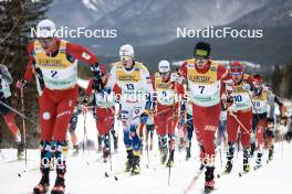11.02.2024, Canmore, Canada (CAN): William Poromaa (SWE), Martin Loewstroem Nyenget (NOR), Erik Valnes (NOR), (l-r)  - FIS world cup cross-country, mass, Canmore (CAN). www.nordicfocus.com. © Modica/NordicFocus. Every downloaded picture is fee-liable.