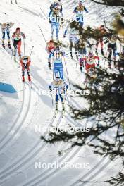 11.02.2024, Canmore, Canada (CAN): Katherine Stewart-Jones (CAN), Tiril Udnes Weng (NOR), Nadine Faehndrich (SUI), Johanna Matintalo (FIN), Heidi Weng (NOR), Victoria Carl (GER), (l-r)  - FIS world cup cross-country, mass, Canmore (CAN). www.nordicfocus.com. © Modica/NordicFocus. Every downloaded picture is fee-liable.