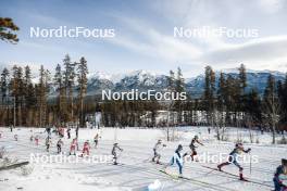11.02.2024, Canmore, Canada (CAN): Jessie Diggins (USA), Jonna Sundling (SWE), Anne Kyllonen (FIN), Victoria Carl (GER), Rosie Brennan (USA), (l-r)  - FIS world cup cross-country, mass, Canmore (CAN). www.nordicfocus.com. © Modica/NordicFocus. Every downloaded picture is fee-liable.