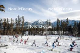 11.02.2024, Canmore, Canada (CAN): Jessie Diggins (USA), Jonna Sundling (SWE), Anne Kyllonen (FIN), Victoria Carl (GER), Rosie Brennan (USA), (l-r)  - FIS world cup cross-country, mass, Canmore (CAN). www.nordicfocus.com. © Modica/NordicFocus. Every downloaded picture is fee-liable.