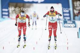 11.02.2024, Canmore, Canada (CAN): Astrid Oeyre Slind (NOR), Heidi Weng (NOR), (l-r)  - FIS world cup cross-country, mass, Canmore (CAN). www.nordicfocus.com. © Modica/NordicFocus. Every downloaded picture is fee-liable.