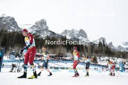 11.02.2024, Canmore, Canada (CAN): Erik Valnes (NOR), Andrew Musgrave (GBR), Simen Hegstad Krueger (NOR), Friedrich Moch (GER), Mika Vermeulen (AUT), (l-r)  - FIS world cup cross-country, mass, Canmore (CAN). www.nordicfocus.com. © Modica/NordicFocus. Every downloaded picture is fee-liable.