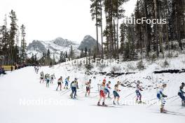 11.02.2024, Canmore, Canada (CAN): Jules Chappaz (FRA), Xavier Mckeever (CAN), Cyril Faehndrich (SUI), Hunter Wonders (USA), Andrew Musgrave (GBR), Michael Earnhart (USA), Calle Halfvarsson (SWE), (l-r)  - FIS world cup cross-country, mass, Canmore (CAN). www.nordicfocus.com. © Modica/NordicFocus. Every downloaded picture is fee-liable.