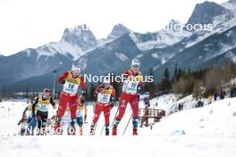11.02.2024, Canmore, Canada (CAN): Laura Gimmler (GER), Tiril Udnes Weng (NOR), Lotta Udnes Weng (NOR), Anne Kjersti Kalvaa (NOR), (l-r)  - FIS world cup cross-country, mass, Canmore (CAN). www.nordicfocus.com. © Modica/NordicFocus. Every downloaded picture is fee-liable.