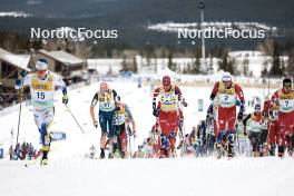 11.02.2024, Canmore, Canada (CAN): Thomas Maloney Westgaard (IRL), Harald Oestberg Amundsen (NOR), Paal Golberg (NOR), Mika Vermeulen (AUT), (l-r)  - FIS world cup cross-country, mass, Canmore (CAN). www.nordicfocus.com. © Modica/NordicFocus. Every downloaded picture is fee-liable.