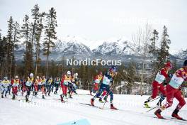 11.02.2024, Canmore, Canada (CAN): Calle Halfvarsson (SWE), Didrik Toenseth (NOR), Florian Notz (GER), Antoine Cyr (CAN), Elia Barp (ITA), Paal Golberg (NOR), Friedrich Moch (GER), Simen Hegstad Krueger (NOR), Hugo Lapalus (FRA), Erik Valnes (NOR), (l-r)  - FIS world cup cross-country, mass, Canmore (CAN). www.nordicfocus.com. © Modica/NordicFocus. Every downloaded picture is fee-liable.
