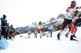11.02.2024, Canmore, Canada (CAN): Beda Klee (SUI), Gus Schumacher (USA), Jonas Baumann (SUI), Lauri Vuorinen (FIN), (l-r)  - FIS world cup cross-country, mass, Canmore (CAN). www.nordicfocus.com. © Modica/NordicFocus. Every downloaded picture is fee-liable.