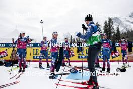 08.02.2024, Canmore, Canada (CAN): Jessie Diggins (USA), Julia Kern (USA), Rosie Brennan (USA), Lauren Jortberg (USA), (l-r)  - FIS world cup cross-country, training, Canmore (CAN). www.nordicfocus.com. © Modica/NordicFocus. Every downloaded picture is fee-liable.