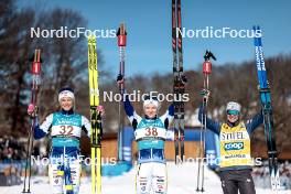 18.02.2024, Minneapolis, United States of America (USA): Frida Karlsson (SWE), Jonna Sundling (SWE), Jessie Diggins (USA), (l-r)  - FIS world cup cross-country, 10km, Minneapolis (USA). www.nordicfocus.com. © Modica/NordicFocus. Every downloaded picture is fee-liable.