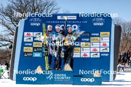 18.02.2024, Minneapolis, United States of America (USA): Frida Karlsson (SWE), Jonna Sundling (SWE), Jessie Diggins (USA), (l-r) - FIS world cup cross-country, 10km, Minneapolis (USA). www.nordicfocus.com. © Modica/NordicFocus. Every downloaded picture is fee-liable.