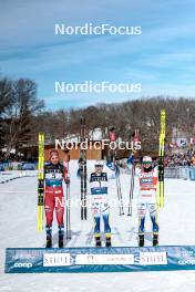 17.02.2024, Minneapolis, United States of America (USA): Kristine Stavaas Skistad (NOR), Jonna Sundling (SWE), Linn Svahn (SWE), (l-r)  - FIS world cup cross-country, individual sprint, Minneapolis (USA). www.nordicfocus.com. © Modica/NordicFocus. Every downloaded picture is fee-liable.