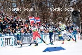 17.02.2024, Minneapolis, United States of America (USA): James Clugnet (GBR), Valerio Grond (SUI), Even Northug (NOR), Simone Dapra (ITA), Edvin Anger (SWE), Joni Maki (FIN), (l-r)  - FIS world cup cross-country, individual sprint, Minneapolis (USA). www.nordicfocus.com. © Modica/NordicFocus. Every downloaded picture is fee-liable.