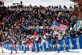 17.02.2024, Minneapolis, United States of America (USA): Desiree Steiner (SUI), Anne Kjersti Kalvaa (NOR), Mathilde Myhrvold (NOR), Emma Ribom (SWE), Jessie Diggins (USA), (l-r)  - FIS world cup cross-country, individual sprint, Minneapolis (USA). www.nordicfocus.com. © Modica/NordicFocus. Every downloaded picture is fee-liable.