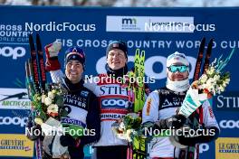 17.02.2024, Minneapolis, United States of America (USA): Federico Pellegrino (ITA), Johannes Hoesflot Klaebo (NOR), Haavard Solaas Taugboel (NOR), (l-r) - FIS world cup cross-country, individual sprint, Minneapolis (USA). www.nordicfocus.com. © Modica/NordicFocus. Every downloaded picture is fee-liable.