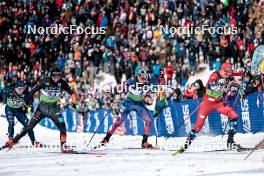 17.02.2024, Minneapolis, United States of America (USA): Anian Sossau (GER), Gus Schumacher (USA), Even Northug (NOR), (l-r)  - FIS world cup cross-country, individual sprint, Minneapolis (USA). www.nordicfocus.com. © Modica/NordicFocus. Every downloaded picture is fee-liable.