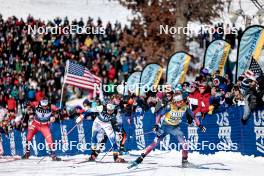 17.02.2024, Minneapolis, United States of America (USA): Mathilde Myhrvold (NOR), Emma Ribom (SWE), Jessie Diggins (USA), (l-r)  - FIS world cup cross-country, individual sprint, Minneapolis (USA). www.nordicfocus.com. © Modica/NordicFocus. Every downloaded picture is fee-liable.