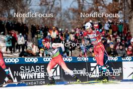 17.02.2024, Minneapolis, United States of America (USA): Janik Riebli (SUI), Johannes Hoesflot Klaebo (NOR), (l-r)  - FIS world cup cross-country, individual sprint, Minneapolis (USA). www.nordicfocus.com. © Modica/NordicFocus. Every downloaded picture is fee-liable.