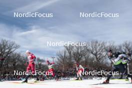 17.02.2024, Minneapolis, United States of America (USA): Johannes Hoesflot Klaebo (NOR), Federico Pellegrino (ITA), Haavard Solaas Taugboel (NOR), Janik Riebli (SUI), (l-r)  - FIS world cup cross-country, individual sprint, Minneapolis (USA). www.nordicfocus.com. © Modica/NordicFocus. Every downloaded picture is fee-liable.