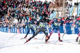 17.02.2024, Minneapolis, United States of America (USA): Elia Barp (ITA), Anian Sossau (GER), Gus Schumacher (USA), (l-r)  - FIS world cup cross-country, individual sprint, Minneapolis (USA). www.nordicfocus.com. © Modica/NordicFocus. Every downloaded picture is fee-liable.
