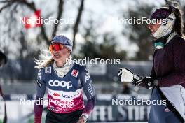 16.02.2024, Minneapolis, United States of America (USA): Jessie Diggins (USA), Julia Kern (USA), (l-r)  - FIS world cup cross-country, training, Minneapolis (USA). www.nordicfocus.com. © Modica/NordicFocus. Every downloaded picture is fee-liable.