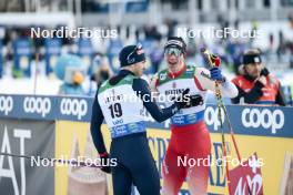 03.03.2024, Lahti, Finland (FIN): Federico Pellegrino (ITA), Valerio Grond (SUI), (l-r)  - FIS world cup cross-country, individual sprint, Lahti (FIN). www.nordicfocus.com. © Modica/NordicFocus. Every downloaded picture is fee-liable.