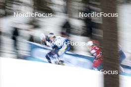03.03.2024, Lahti, Finland (FIN): Lucas Chanavat (FRA), Johan Haeggstroem (SWE), Johannes Hoesflot Klaebo (NOR), (l-r)  - FIS world cup cross-country, individual sprint, Lahti (FIN). www.nordicfocus.com. © Modica/NordicFocus. Every downloaded picture is fee-liable.