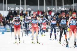 01.03.2024, Lahti, Finland (FIN): Lea Fischer (SUI), Anja Weber (SUI), Coletta Rydzek (GER), (l-r)  - FIS world cup cross-country, team sprint, Lahti (FIN). www.nordicfocus.com. © Modica/NordicFocus. Every downloaded picture is fee-liable.