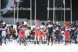 01.03.2024, Lahti, Finland (FIN): Paal Golberg (NOR), Janik Riebli (SUI), Alessandro Chiocchetti (ITA), Renaud Jay (FRA), Haavard Solaas Taugboel (NOR), (l-r)  - FIS world cup cross-country, team sprint, Lahti (FIN). www.nordicfocus.com. © Modica/NordicFocus. Every downloaded picture is fee-liable.
