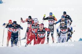 01.03.2024, Lahti, Finland (FIN): Jules Chappaz (FRA), Paal Golberg (NOR), Haavard Solaas Taugboel (NOR), Johan Haeggstroem (SWE), (l-r)  - FIS world cup cross-country, team sprint, Lahti (FIN). www.nordicfocus.com. © Modica/NordicFocus. Every downloaded picture is fee-liable.