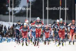 01.03.2024, Lahti, Finland (FIN): Johannes Hoesflot Klaebo (NOR), Paal Golberg (NOR), Even Northug (NOR), (l-r)  - FIS world cup cross-country, team sprint, Lahti (FIN). www.nordicfocus.com. © Modica/NordicFocus. Every downloaded picture is fee-liable.