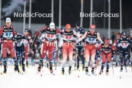 01.03.2024, Lahti, Finland (FIN): Johannes Hoesflot Klaebo (NOR), Paal Golberg (NOR), Janik Riebli (SUI), Valerio Grond (SUI), Haavard Solaas Taugboel (NOR), (l-r)  - FIS world cup cross-country, team sprint, Lahti (FIN). www.nordicfocus.com. © Modica/NordicFocus. Every downloaded picture is fee-liable.
