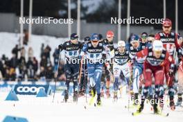 01.03.2024, Lahti, Finland (FIN): Federico Pellegrino (ITA), Calle Halfvarsson (SWE), (l-r)  - FIS world cup cross-country, team sprint, Lahti (FIN). www.nordicfocus.com. © Modica/NordicFocus. Every downloaded picture is fee-liable.