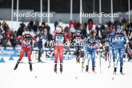 01.03.2024, Lahti, Finland (FIN): Kristin Austgulen Fosnaes (NOR), Mathilde Myhrvold (NOR), Krista Parmakoski (FIN), Johanna Matintalo (FIN), (l-r)  - FIS world cup cross-country, team sprint, Lahti (FIN). www.nordicfocus.com. © Modica/NordicFocus. Every downloaded picture is fee-liable.