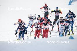 01.03.2024, Lahti, Finland (FIN): Janik Riebli (SUI), Jules Chappaz (FRA), Paal Golberg (NOR), Johan Haeggstroem (SWE), Renaud Jay (FRA), (l-r)  - FIS world cup cross-country, team sprint, Lahti (FIN). www.nordicfocus.com. © Modica/NordicFocus. Every downloaded picture is fee-liable.