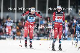 01.03.2024, Lahti, Finland (FIN): Mathilde Myhrvold (NOR), Kristin Austgulen Fosnaes (NOR), (l-r)  - FIS world cup cross-country, team sprint, Lahti (FIN). www.nordicfocus.com. © Modica/NordicFocus. Every downloaded picture is fee-liable.
