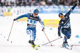 01.03.2024, Lahti, Finland (FIN): Lauri Vuorinen (FIN), Richard Jouve (FRA), (l-r)  - FIS world cup cross-country, team sprint, Lahti (FIN). www.nordicfocus.com. © Modica/NordicFocus. Every downloaded picture is fee-liable.
